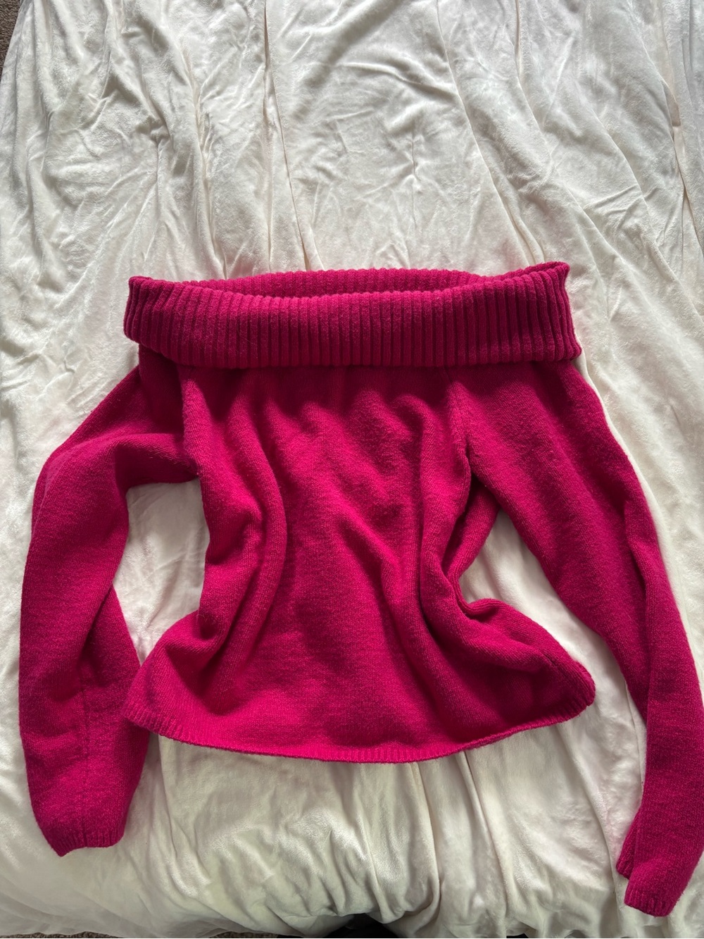 Old Navy Off-Shoulder Foldover Sweater — Hot Pink